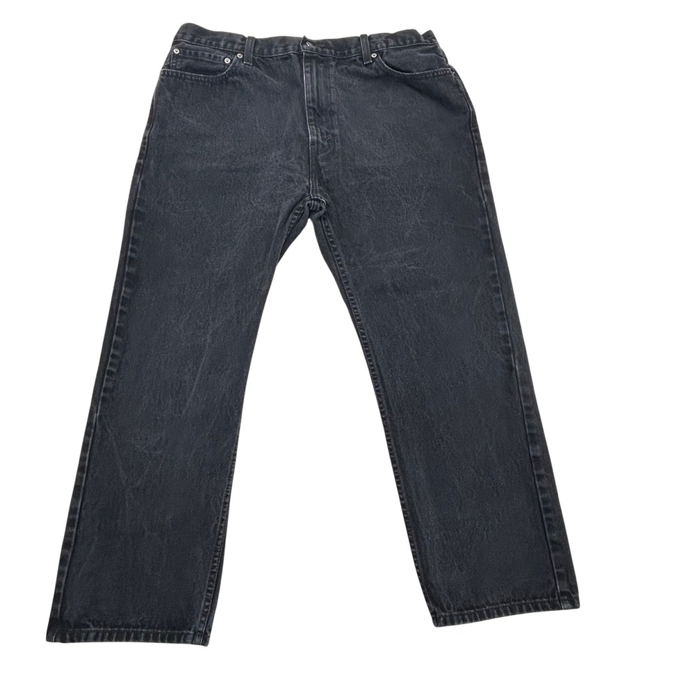 Levi Strauss 505 Jeans 42x30 Black Dark‎ Wash Straight Leg Regular Fit Denim